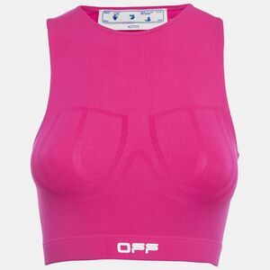 Off-White Active Pink Logo Print Jersey Crop Top Xs